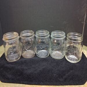 Ball Perfect Mason Vintage 1933-1962 Lot Of 5 Clear Pint Jars